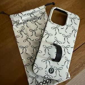 iPhone 16 pro max Loopy Case White with Black Bow Pattern Phone Case